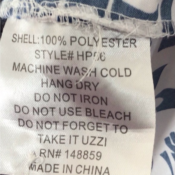 Uzzi men button up shirt large vacation blue white - Picture 6 of 10